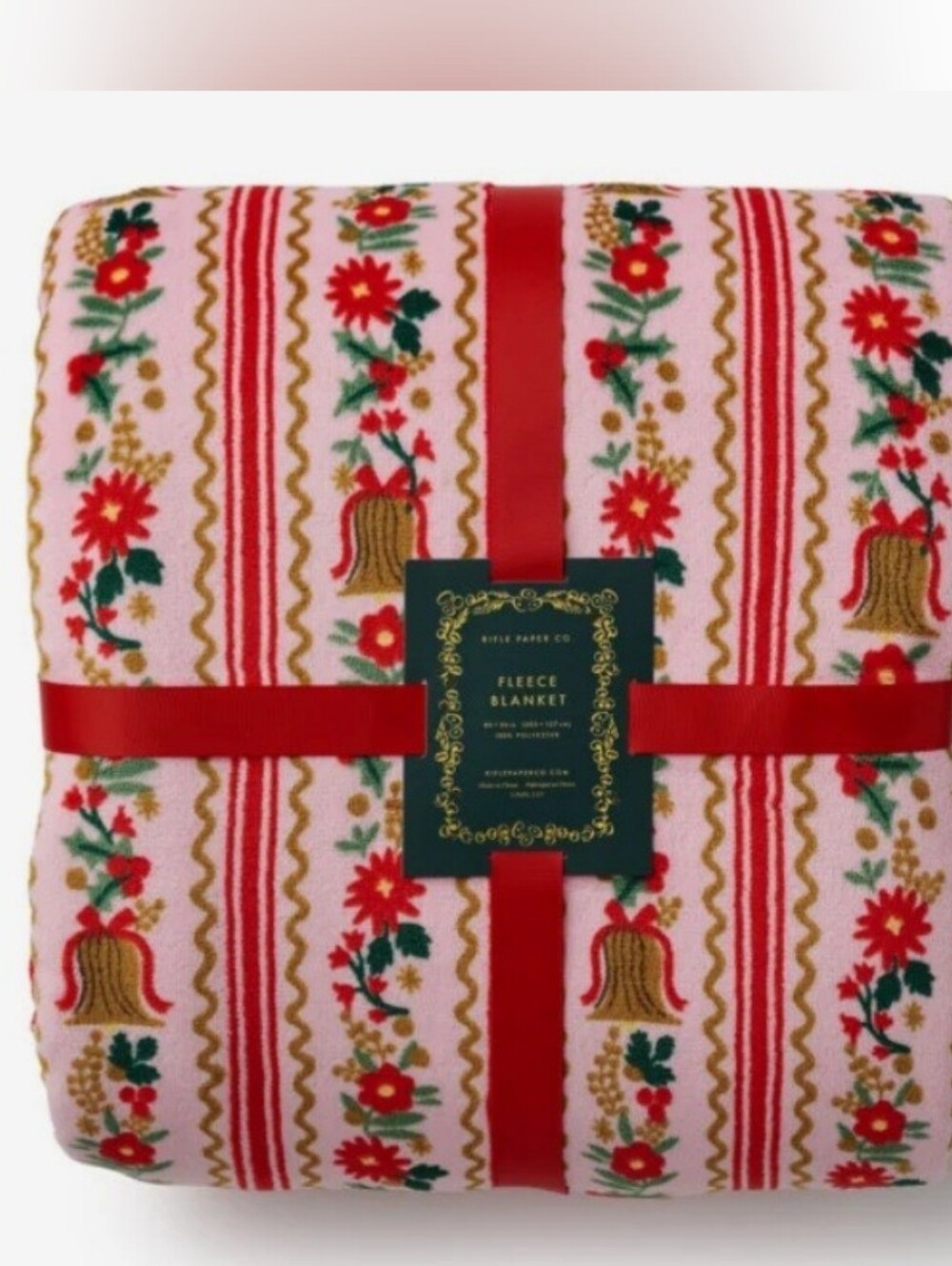 Rifle Paper Co. New In Package HOLLY JOLLY fleece Blanket, GREAT GIFT